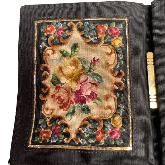 Vintage Wallet Black Moire Fabric Leo Miller Made in Paris France - Picture 3 of 9